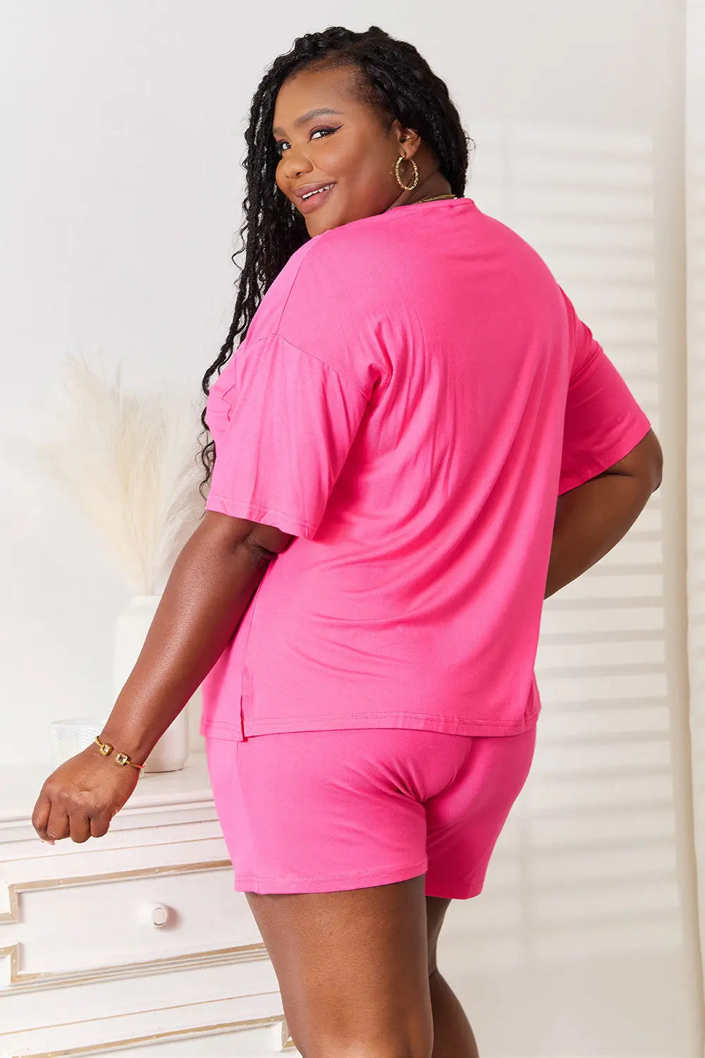 Basic Bae Full Size Soft Half Sleeve Top and Shorts Loungewear  Style Ratio