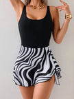 Printed Scoop Neck Wide Strap One-Piece Swimwear  Style Ratio