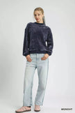 Umgee Velour Crewneck Balloon Sleeve Sweatshirt  Style Ratio