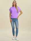 Double Take Full Size Mock Neck Short Sleeve Sweater  Style Ratio