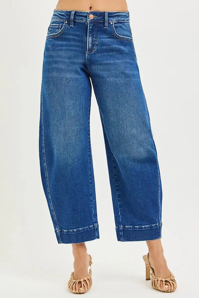 RISEN Mid Rise Crop Barrel Jeans  Style Ratio