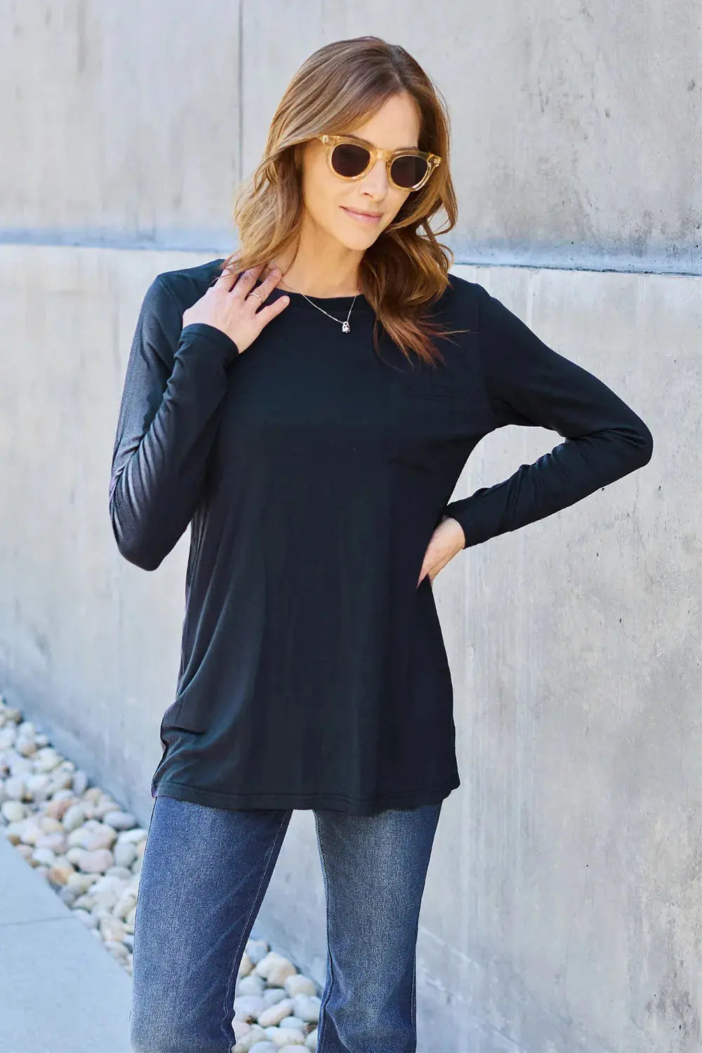 Basic Bae Full Size Round Neck Long Sleeve Top  Style Ratio