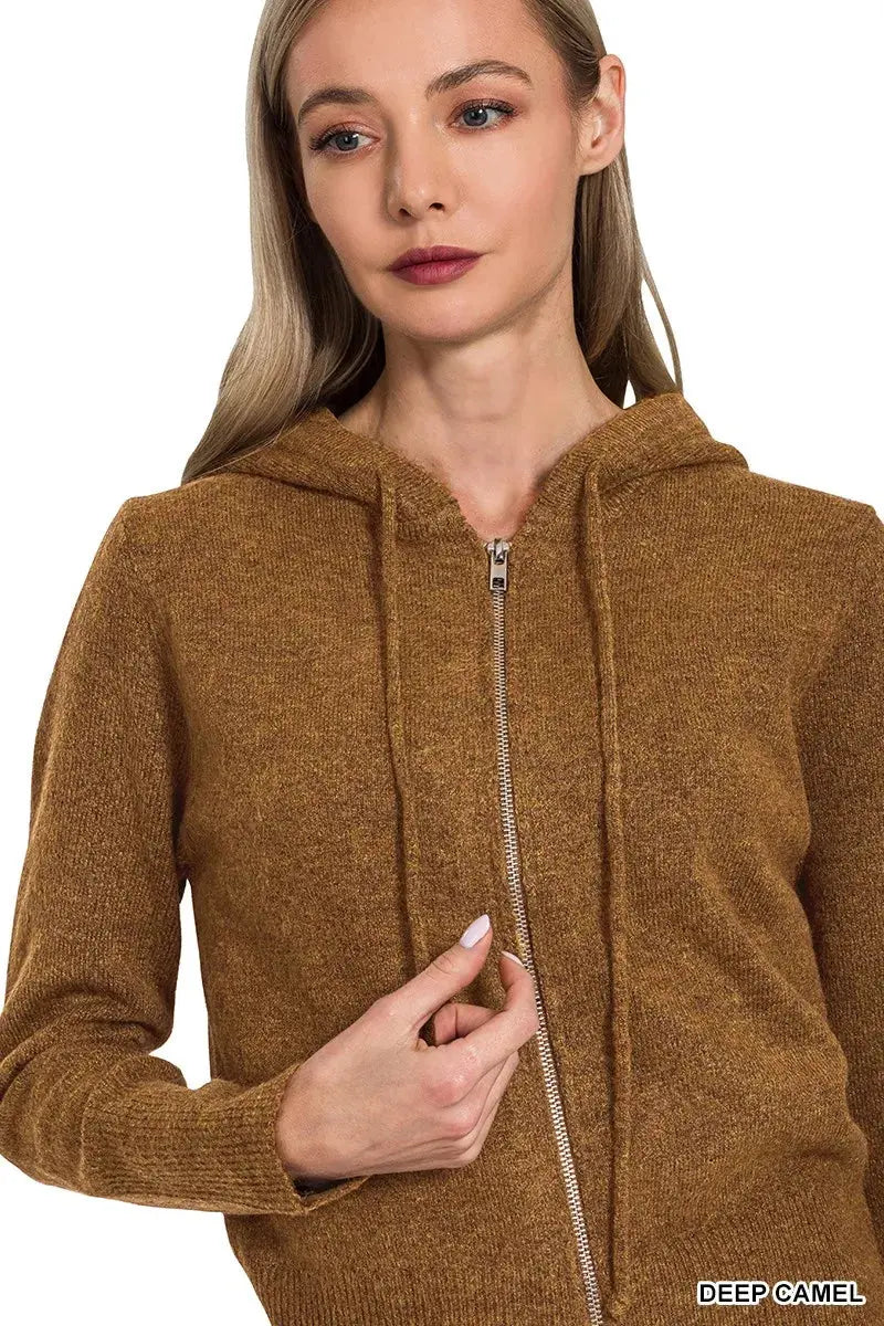 Zenana Drawstring Zip Up Hoodie  Style Ratio