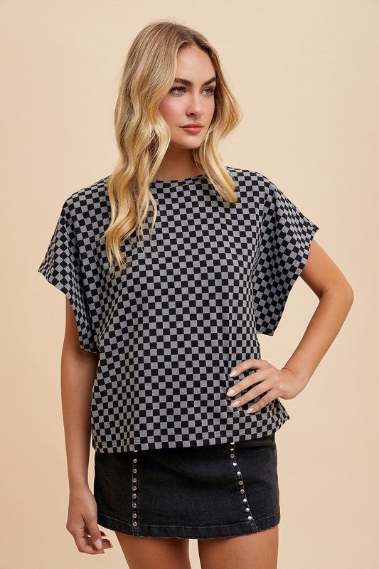 Checkered Round Neck Short Sleeve Shirt