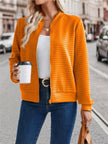 Textured Zip-Up Long Sleeve Jacket  Style Ratio