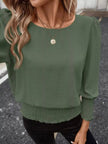 Smocked Waist Round Neck Blouse  Style Ratio