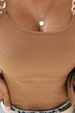 Brown Gold Chain Straps Rib Knit Tank Top  Style Ratio