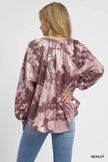 Umgee Metallic Fabric Blouse with Balloon Sleeves  Style Ratio