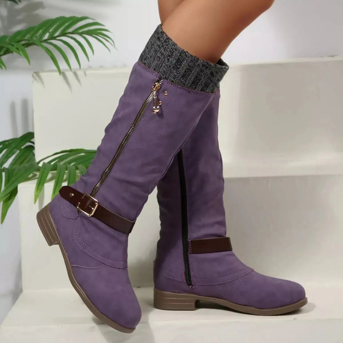 Round Toe Block Heels Boots  Style Ratio
