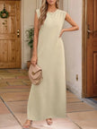 Full Size Slit Round Neck Sleeveless Maxi Tank Dress  Style Ratio