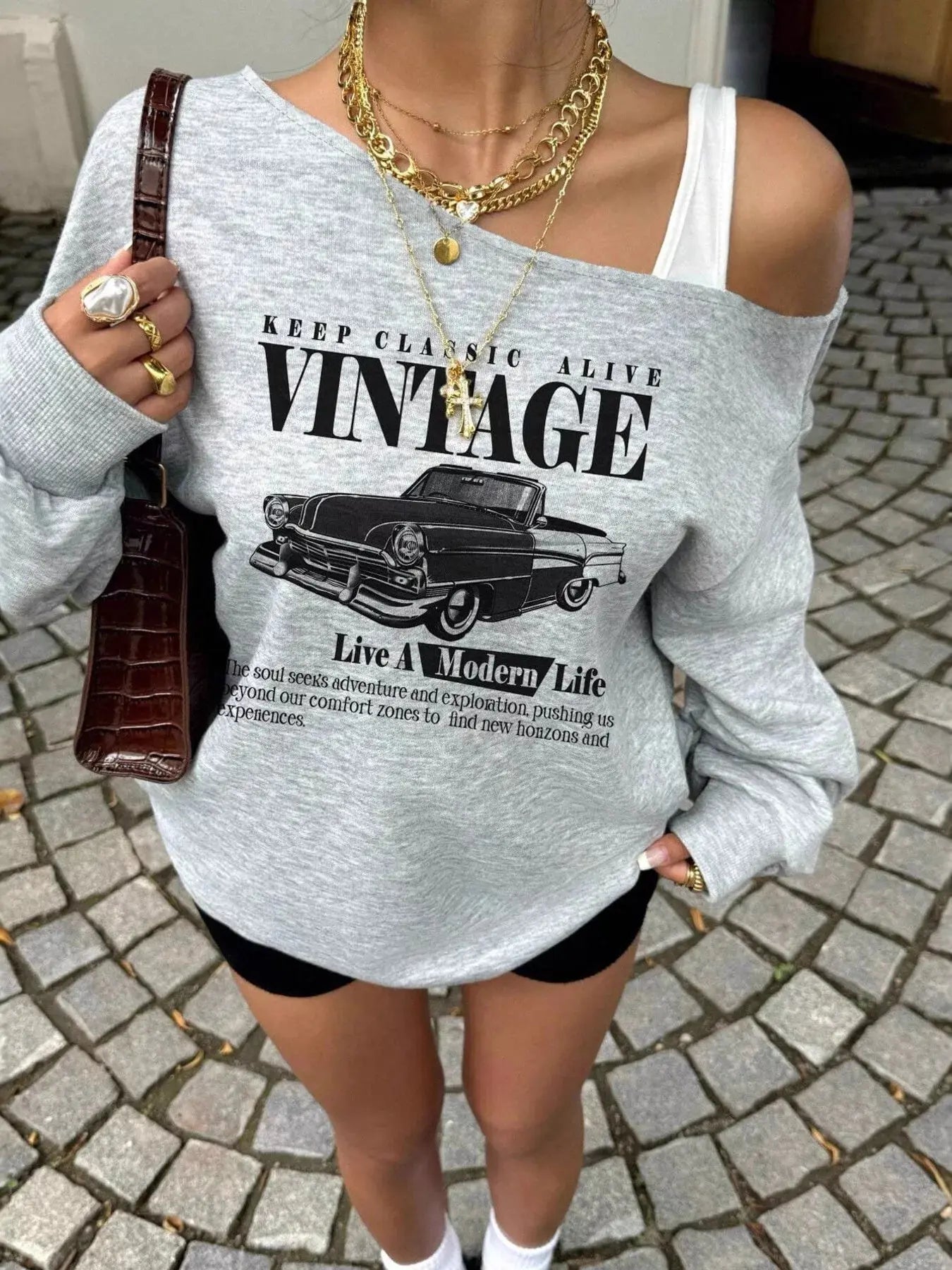 Asymmetrical Neck Long Sleeve Shirt  Style Ratio