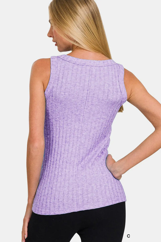 Zenana Ribbed Round Neck Tank Top  Style Ratio