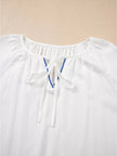 Floral Embroidered Tie Neck Blouse  Style Ratio