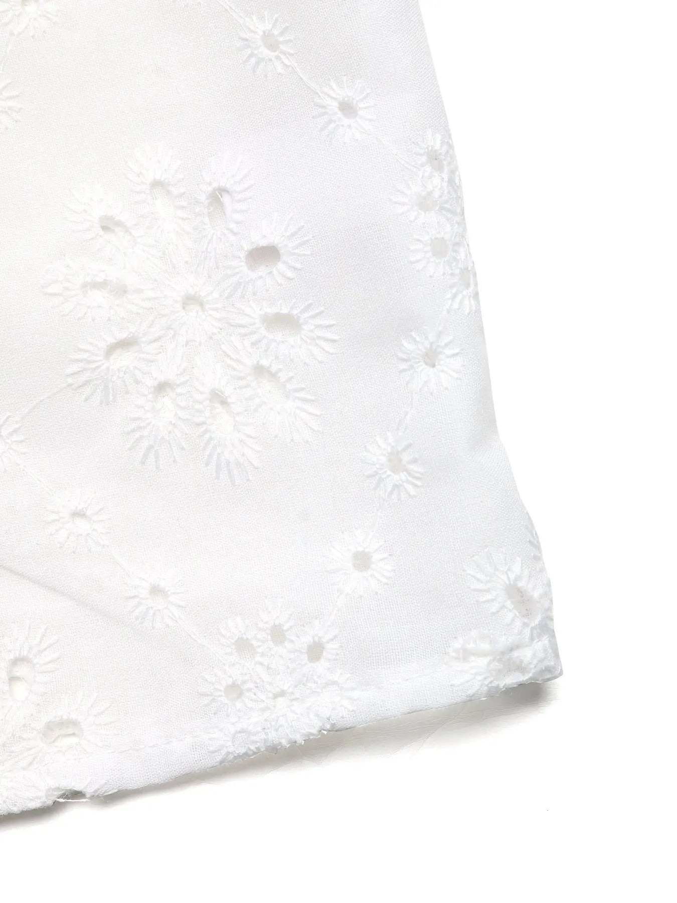 Eyelet Embroidered Button Up Blouse  Style Ratio