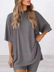 Full Size Relaxed Fit Top and Shorts Two-Piece Set  Style Ratio