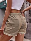 Denim Drawstring Raw Hem Denim Shorts  Style Ratio