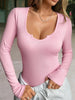 Ribbed Knit Long Sleeve Fitted Shirt  Style Ratio
