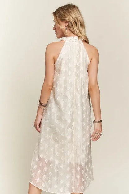Adora Pearl Detail Grecian Neck Midi Dress Trendsi