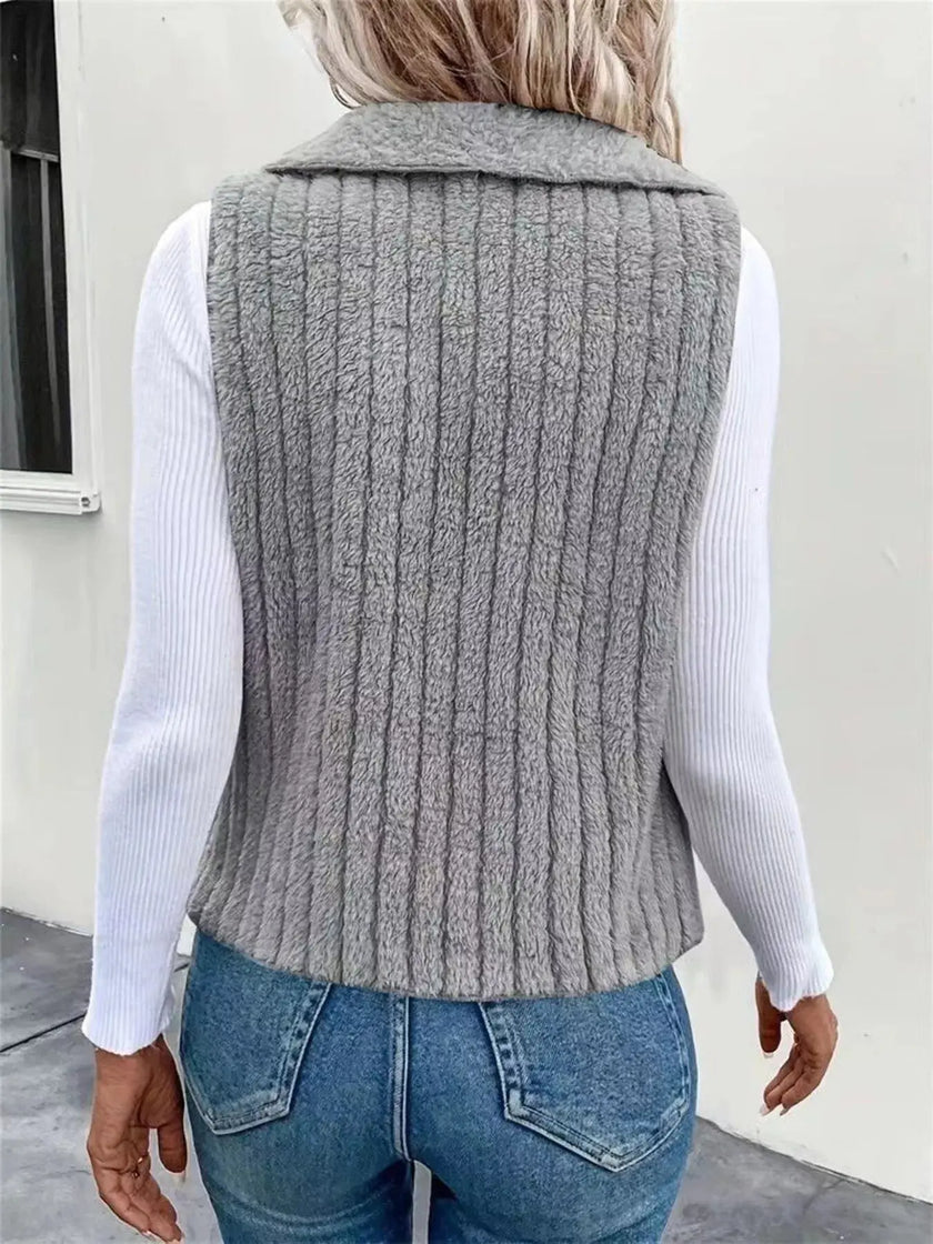 Cozy Fleece Open Front Vest  Style Ratio
