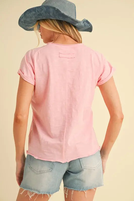 Aemi + Co Lettuce Edge Round Neck Short Sleeve Shirt  Style Ratio