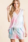 BiBi Tie Dye Textured Knit Top and Shorts Set  Style Ratio