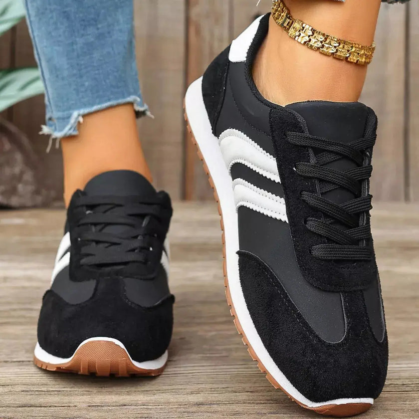Striped Lace-Up Casual Sneakers  Style Ratio