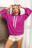 BiBi Brushed Checker Drawstring Long Sleeve Hoodie  Style Ratio