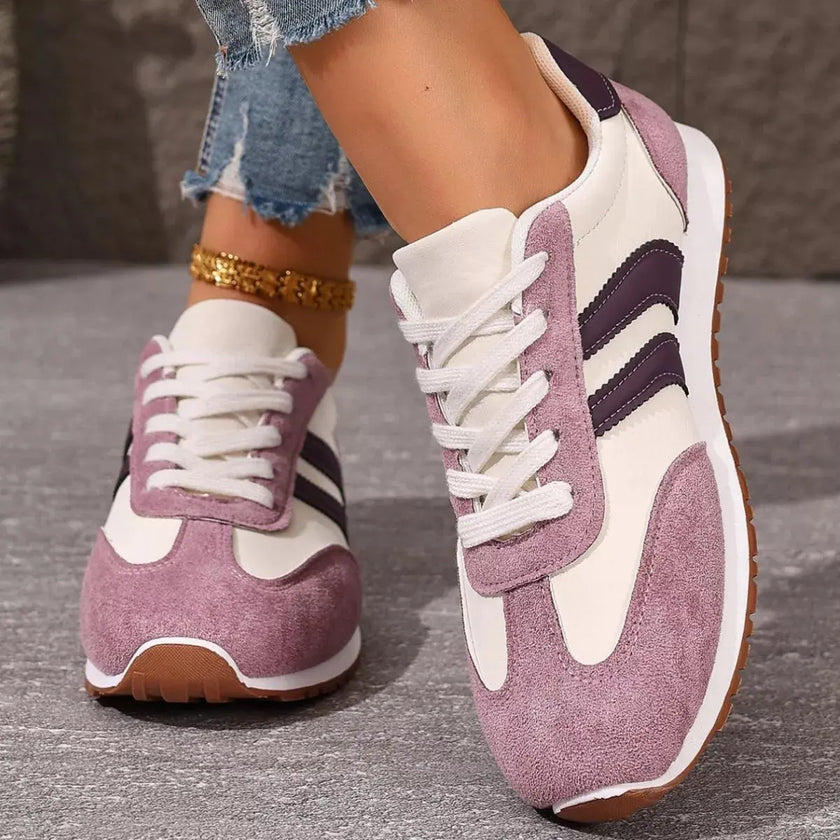 Striped Lace-Up Casual Sneakers  Style Ratio