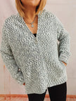 Zip Up Drawstring Long Sleeve Hooded Sweater  Style Ratio