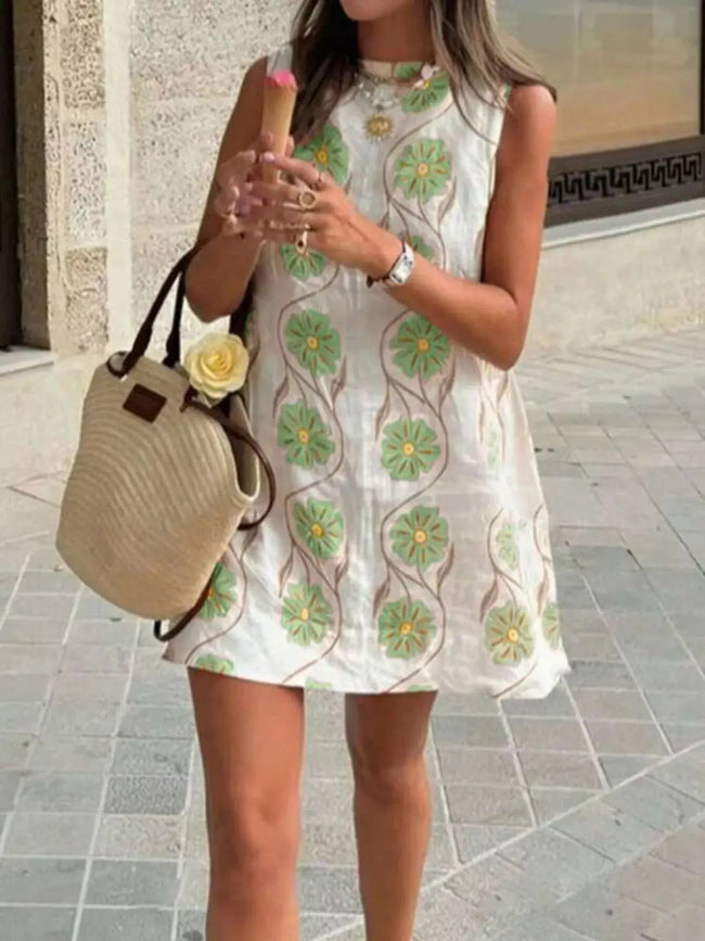 Floral Pattern Sleeveless Mini Dress  Style Ratio