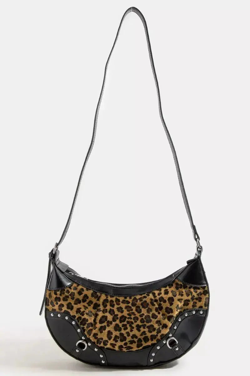 Fame Leopard Print Half Moon Shoulder Bag  Style Ratio