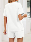 Notched Short Sleeve Top and Shorts Set  Style Ratio