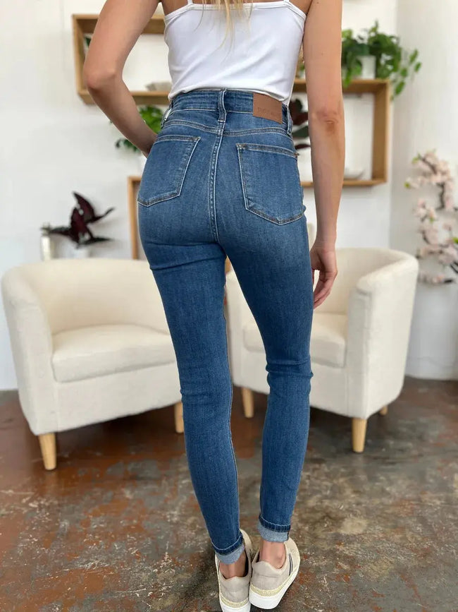 Judy Blue Cuffed Hem Skinny Jeans  Style Ratio