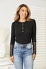 Double Take Crochet Lace Hem Sleeve Button Long Sleeve Top  Style Ratio