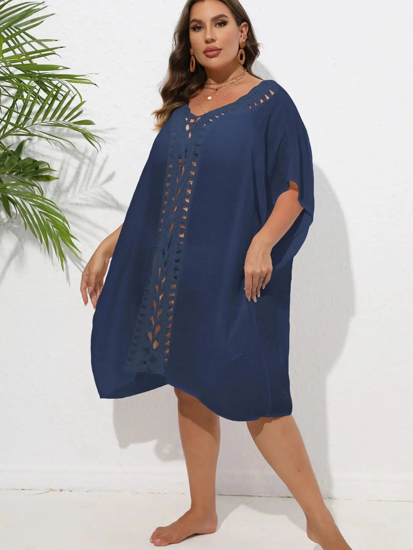 Crochet Trim V-Neck Beach Cover Up  Style Ratio
