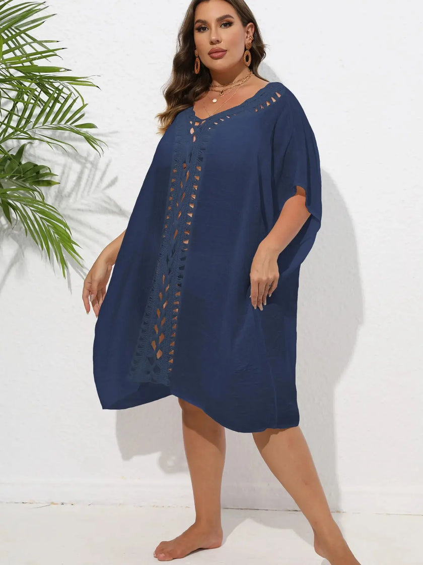 Crochet Trim V-Neck Beach Cover Up  Style Ratio