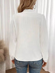 Ruffle Notched Long Sleeve Blouse  Style Ratio