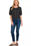 Zenana Puff Sleeve Wool Sweater Cardigan  Style Ratio