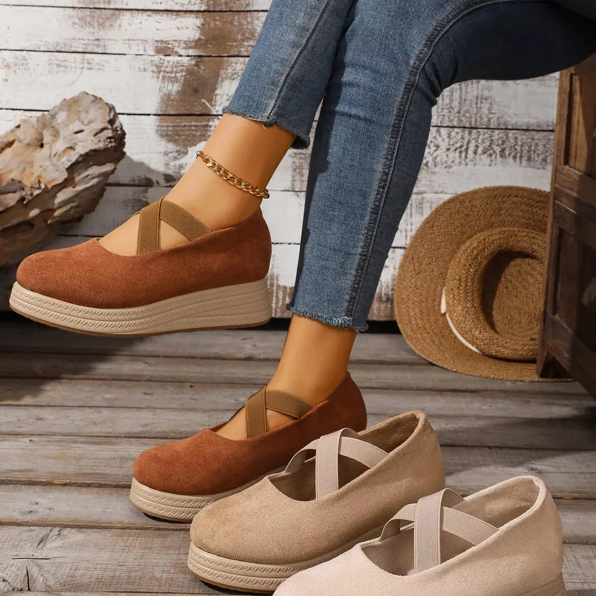 Crisscross Wedge Slip-Ons  Style Ratio