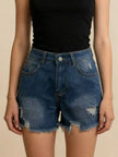 Distressed Frayed Hem Denim Shorts  Style Ratio