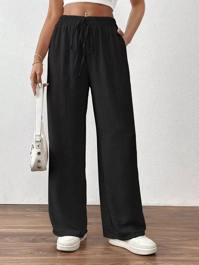 Casual Drawstring Wide Leg Pants  Style Ratio