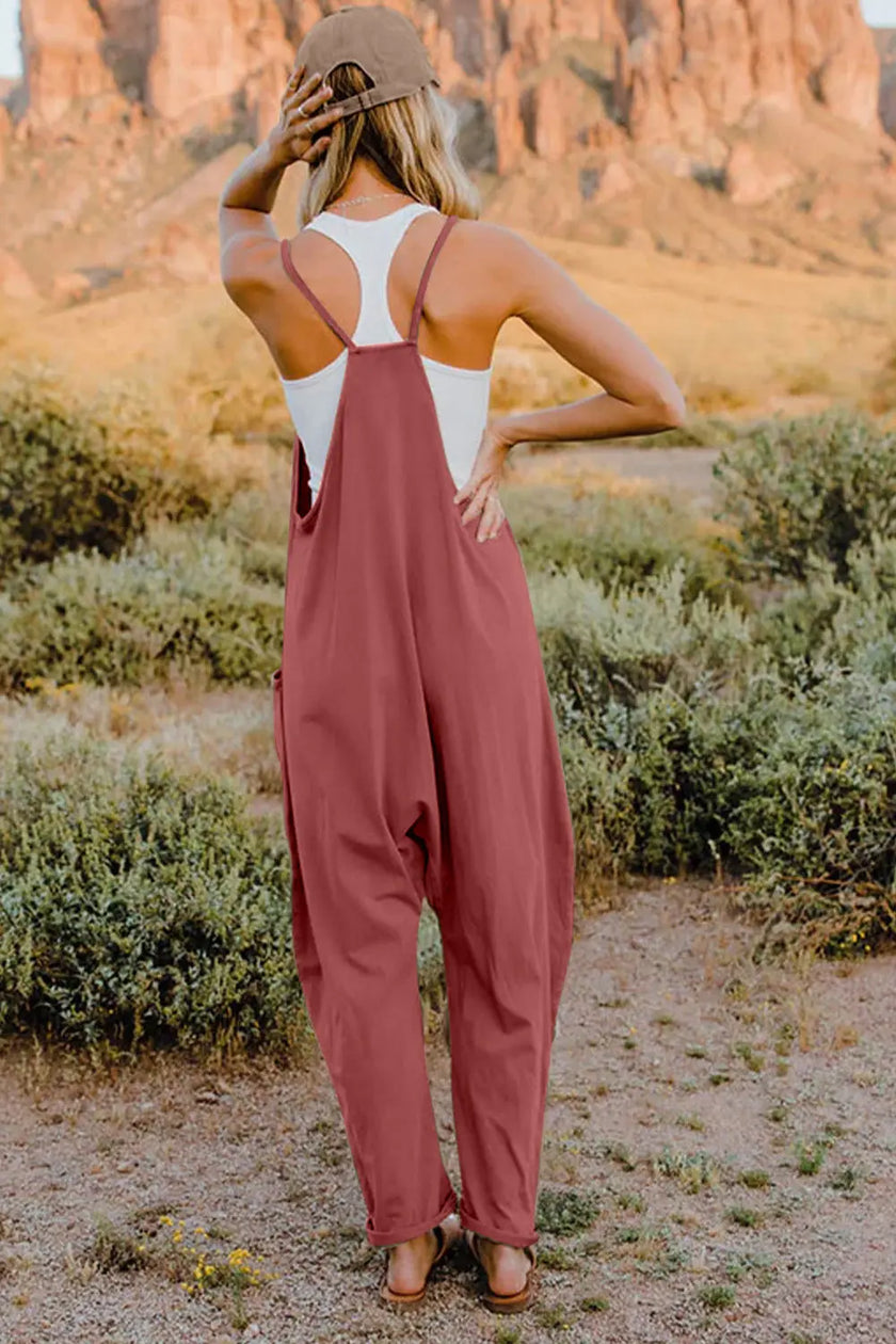 Double Take V Neck Sleeveless Jumpsuit with Pockets  Style Ratio