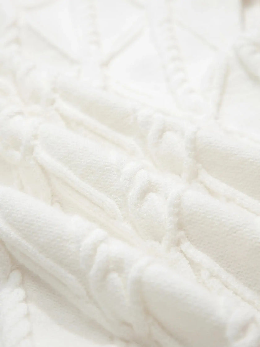 Pearled Mock Neck Textured Knit Sweater  Style Ratio