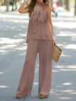 Halter Top and Wide Leg Pants Matching Set  Style Ratio