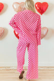Checkerboard Print Long Sleeve Top and Pants Set  Style Ratio
