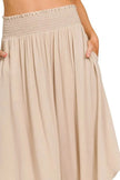 Zenana Woven Crinkle Smocked Waist Maxi Skirt W/ Pockets  Style Ratio