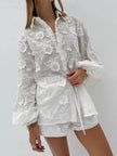 Floral Embroidered Shirt and Shorts Set  Style Ratio