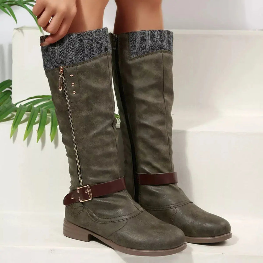 Round Toe Block Heels Boots  Style Ratio