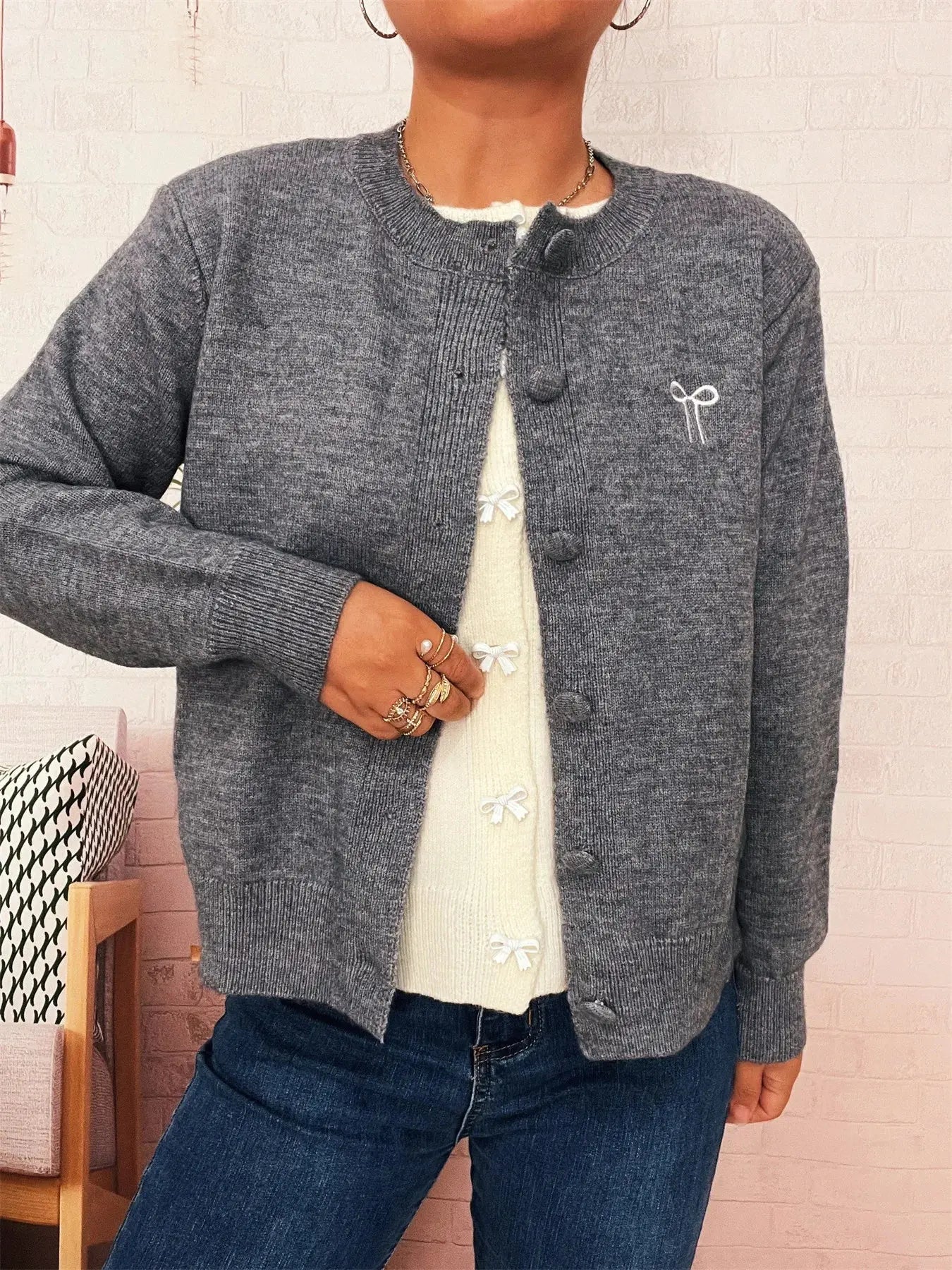 Button Up Long Sleeve Cardigan  Style Ratio