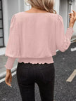 Smocked Waist Round Neck Blouse  Style Ratio